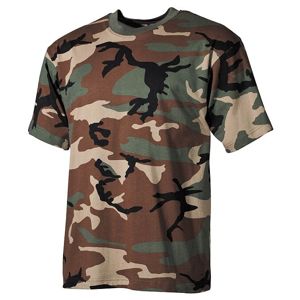 Bavlnené tričko klasického štýlu US army MFH® s krátkym rukávom - woodland (Farba: US woodland, Veľkosť: M)