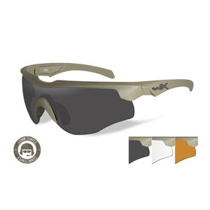 Strelecké okuliare Wiley X® Rogue, úzke stranice - khaki rámček, súprava - číre, dymovo sivé a oranžové Light Rust šošovky (Farba: Khaki, Šošovky: Čír