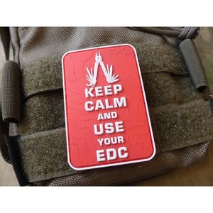 Nášivka Keep Calm and use your EDC JTG® - červená – Červená (Farba: Červená)