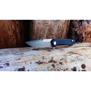 Zatvárací nôž ANV® Z100 G10 Liner Lock – Čierna rukoväť, sivá čepeľ - Stone Wash (Farba: Čierna, Varianta: šedá čepel – Stone Wash)