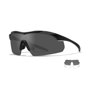 Strelecké okuliare Vapor 2.5 Wiley X®, 2 sklá – Číre + Dymovo sivé, Čierna (Farba: Čierna, Šošovky: Číre + Dymovo sivé)