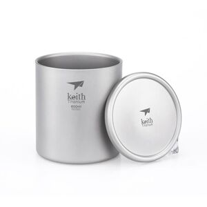Titánový termohrnček s viečkom Keith® / 600 ml (Farba: Strieborná)