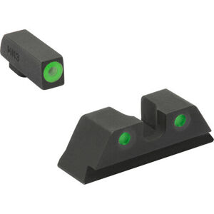 Tríciové mieridlá Hyper-Bright™ Pištoľ Set Meprolight® / zelená muška, zelené plexi (Farba: Čierna, Model zbrane: S&W M&P FULL SIZE/COMPACT/SU